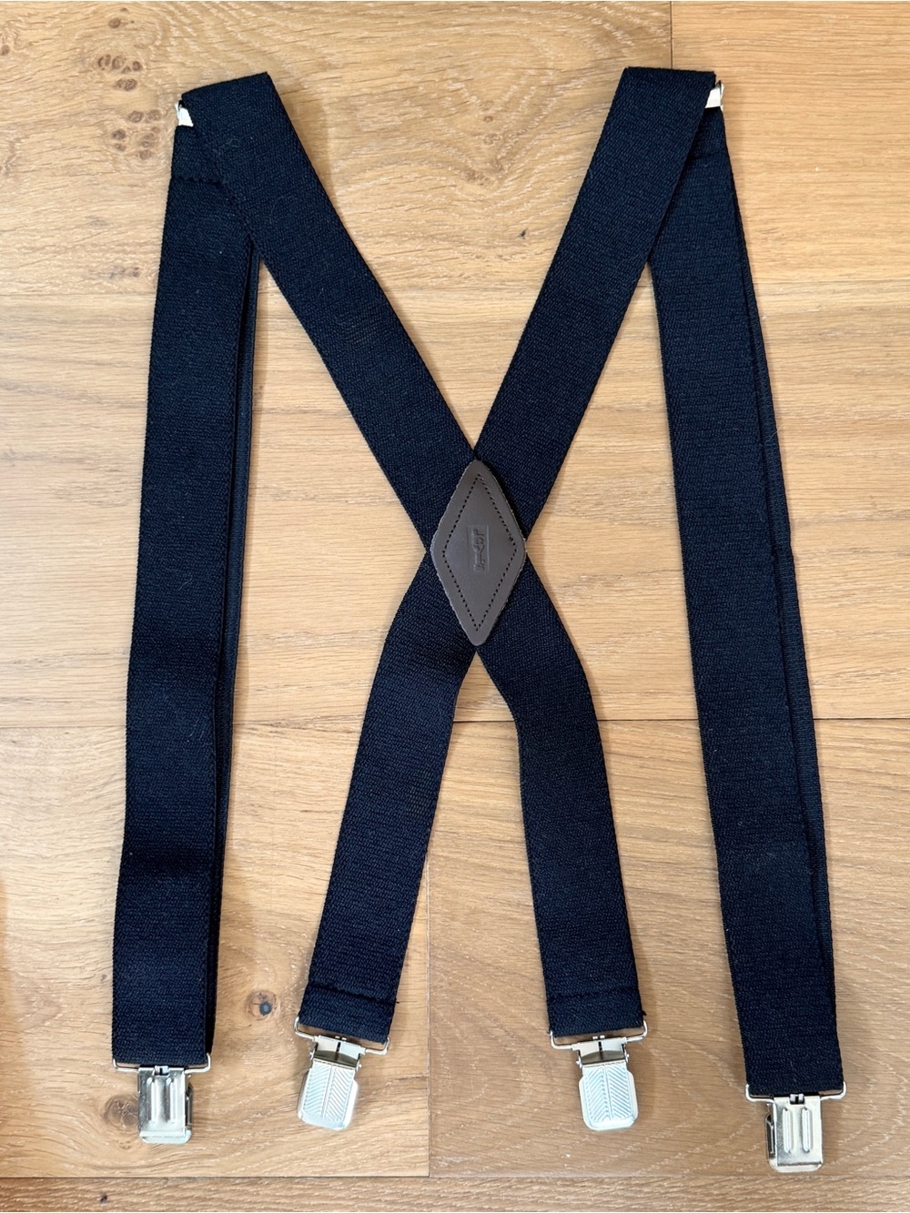 Levi's Mens Heavy Duty 2" Wide Black Elastic X-Back Work Suspenders Leather Logo